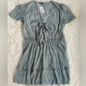 Simplee Plus 3XL Women's Spring Dress in Green & White Pattern NWT